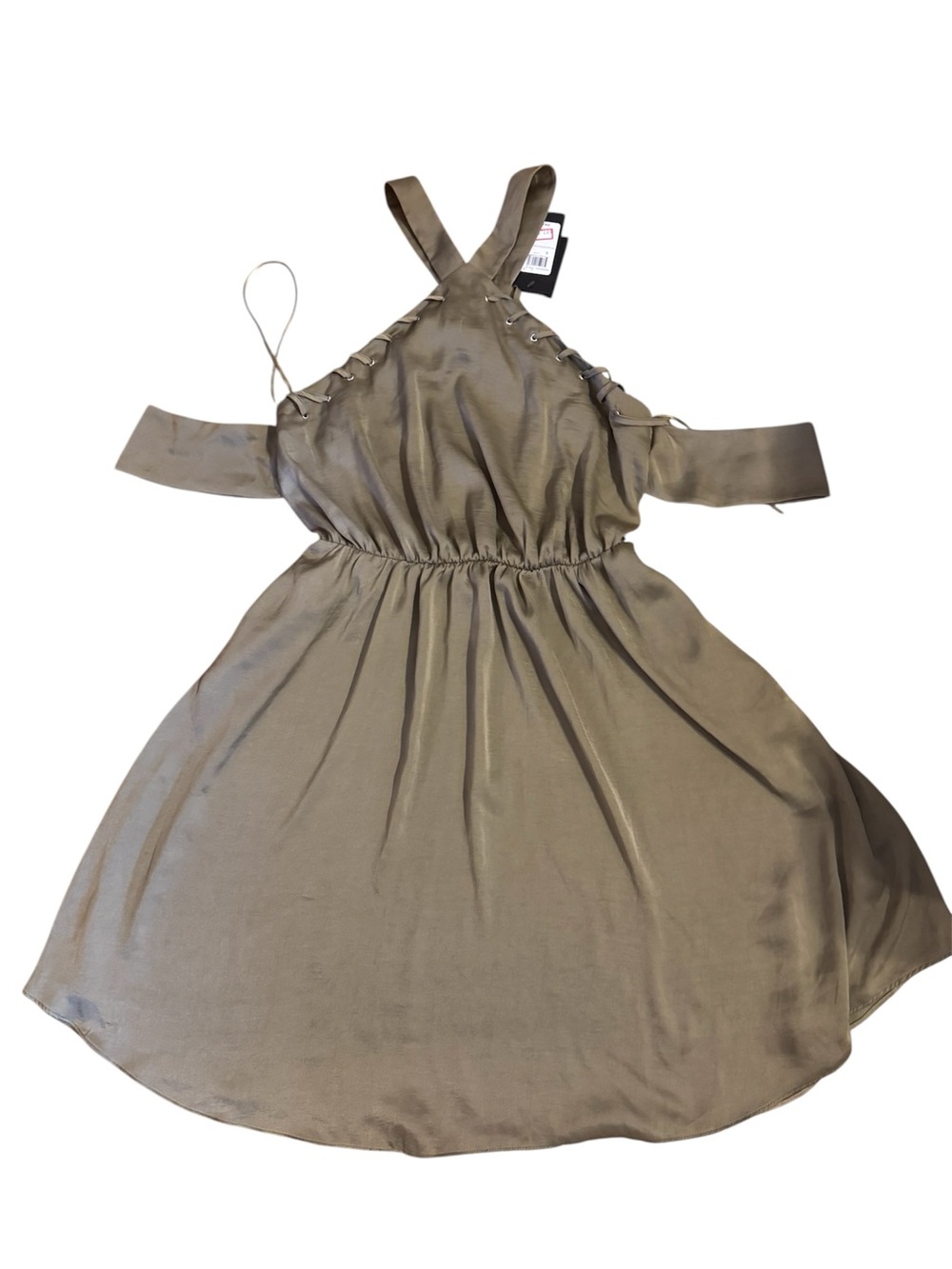 Guess silk Olive Green Lace-Up dress with Branded Tag size S brand new